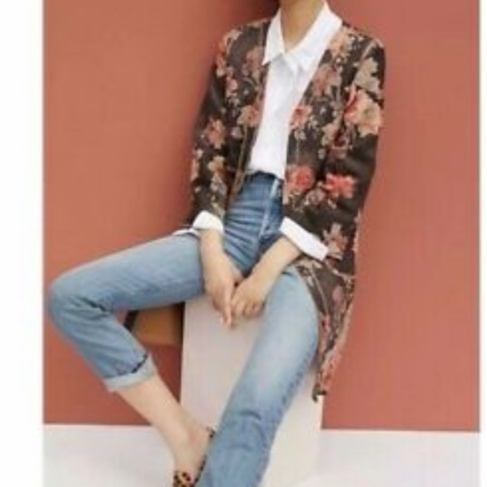 Solitaire long floral jacket sweater xl